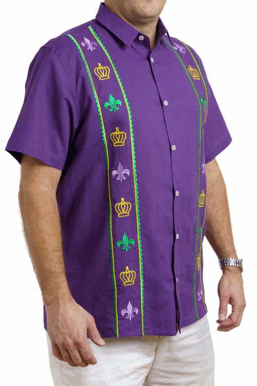 Purple guayabera shirt top